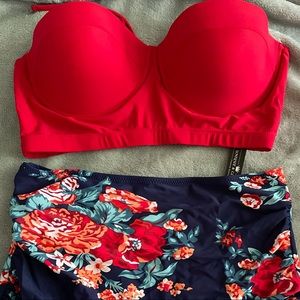 Cute pinup bathing suit underwire push up top
